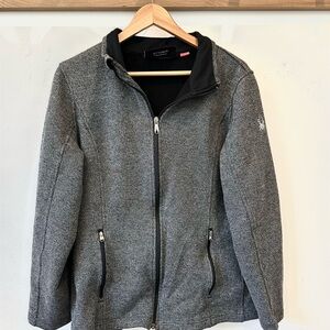 Spyder Men’s Full Zip Jacket XL Gray Knit Fleece Lined Performance Outerwear